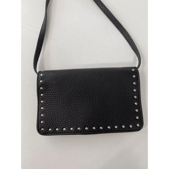 Henri Bendel XL West 57th Smartphone Case Black Studded Leather Cross Body Bag - Picture 4 of 4